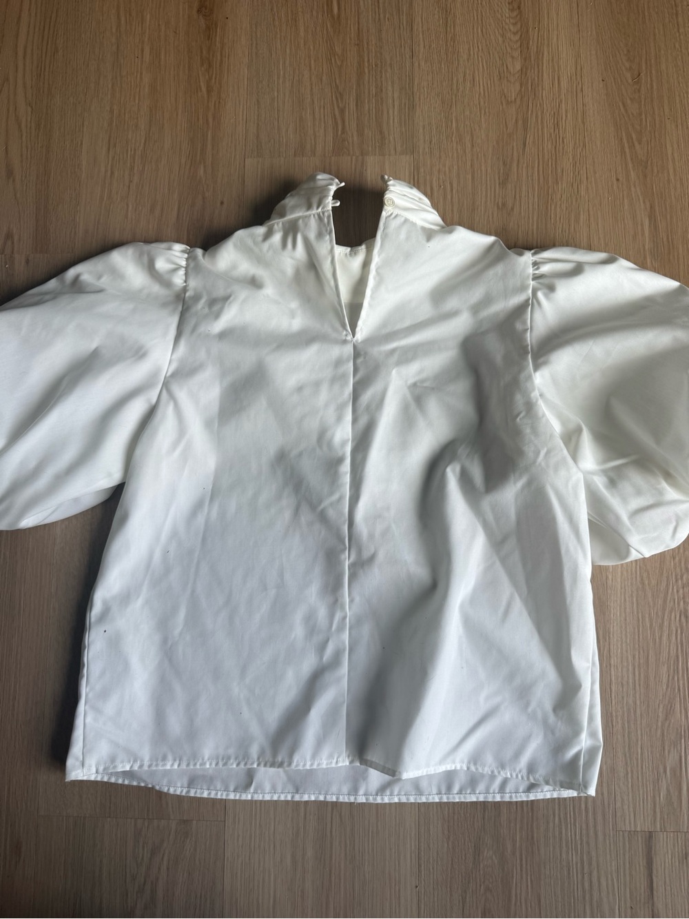 Frame Margot Short Puff-Sleeve Cotton Top White Mockneck - Picture 4 of 7